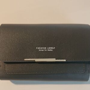 Gray Textured Wallet /Crossbody with Metallic Accent